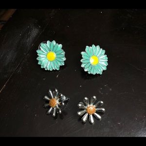 Three Pairs of ModCloth Retro flower earrings